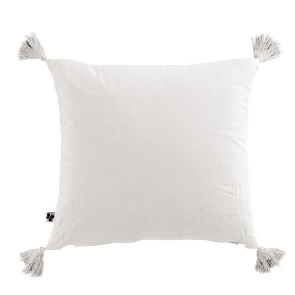 Avtagbar kudde med pompoms "Gaïa" 40 x 40 cm "Cotton Gauze" - Gaïa Chantilly