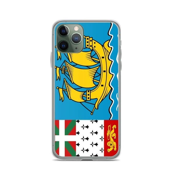 Telefonfodral – Flagga Saint-Pierre-et-Miquelon – Kompatibel med iPhone 11 Pro – Flexibelt fodral – Hållbart och stöttåligt – Pixelforma