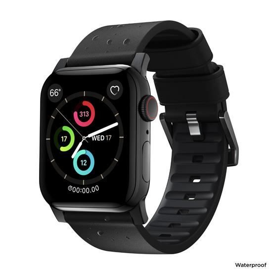Apple Watch Rem - NOMAD - Active Pro - Vandafvisende Heinen Læder - Kompatibel 42/44/45mm - Sort