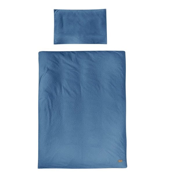 Sängkläder för Spädbarn ROBA - Snäckskal - Påslakan 100x135 + Kudde 40x60 i Ekologisk Bomull - Indigo - Reliefformad Prickmönster