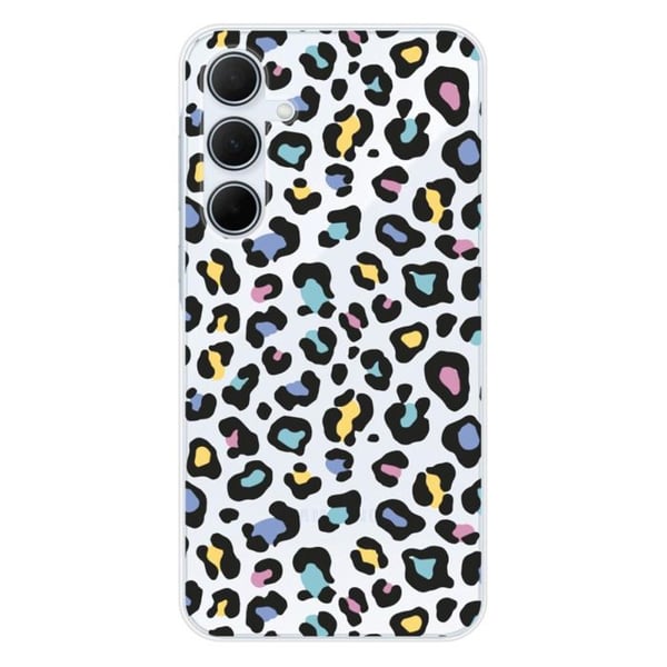 Tryckt silikonfodral som är kompatibelt med Samsung Galaxy A35 5G Färgglad leopard