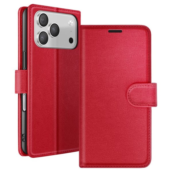Fodral Plånbok för iPhone 17 Pro Max med Stöd och Magnetflik Zanaé Röd