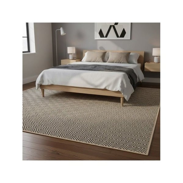 Platt vävt matta inomhus utomhus - MELIS HOME - 80x150 cm - Geometriskt mönster - Naturlig färg - Lätt att underhålla