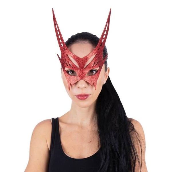 MASK DIABLO RÖD GLITTRIG VUXEN