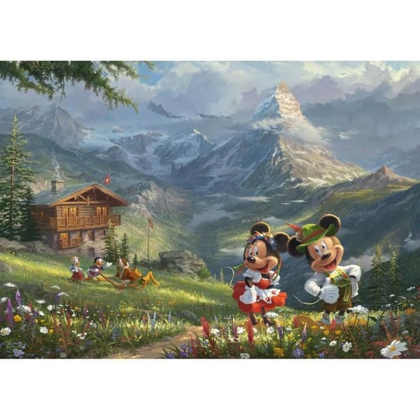 Pussel 1000 bitar: Thomas Kinkade: Mickey och Minnie i Alperna, Disney