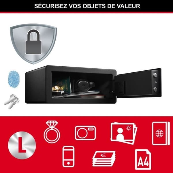 Master Lock LX110BEURHRO Biometrisk säker att skydda värden, svart, 19,5 x 43 x 37 cm