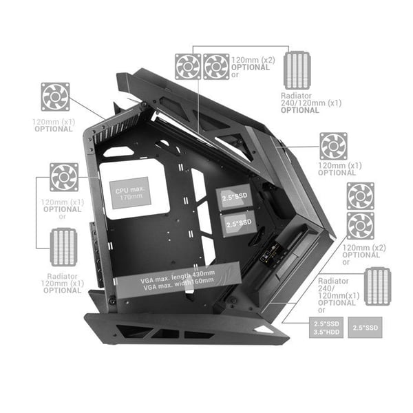 Gaminglåda - MARSGAMING - MC-Titan - RGB XXL ATX - Frontal ARGB-belysning - Belysningshub
