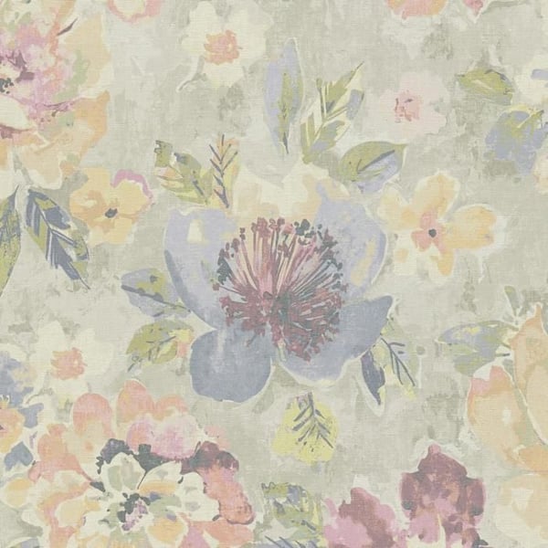 Non-woven tapet - färgglad - grå - Mönstrade tapeter - blommor / blommig - Aquarell Dreams - A.S