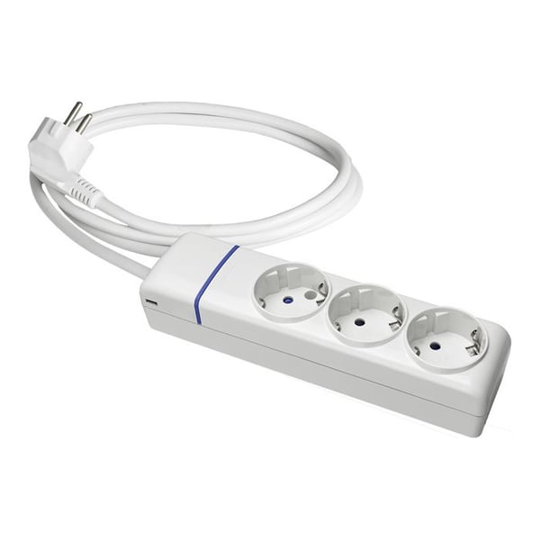Multipla uttag - Solera - 8013P - 3 uttag - 1,5m kabel - Vit