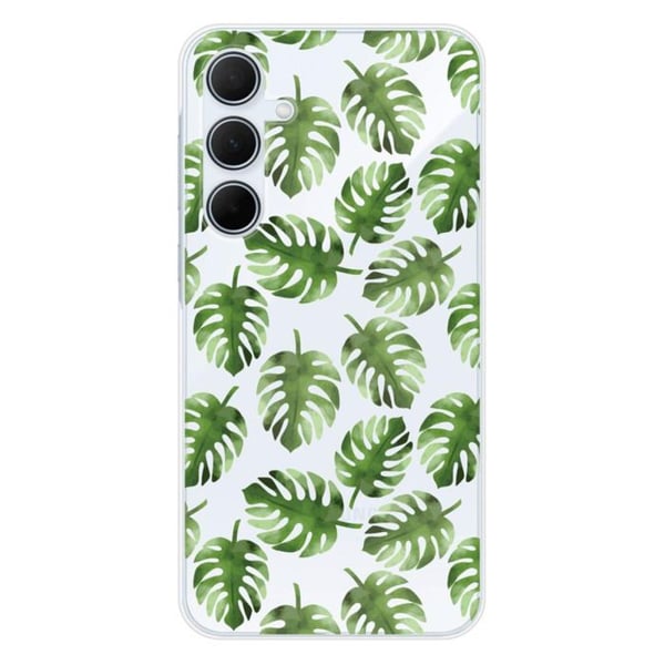 Tryckt silikonfodral som är kompatibelt med Samsung Galaxy A35 5G Monstera löv