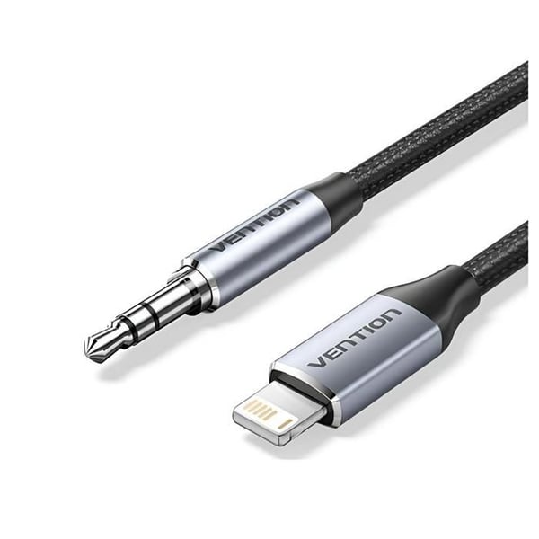 Lightning-adapter till 3,5 mm Jack - VENTION - 1 m - Flätad - Grå - Ljud av hög kvalitet