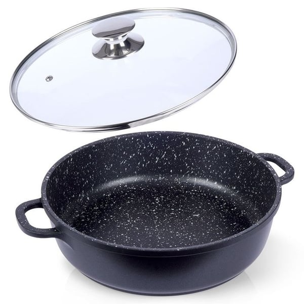 Granit non-stick stekpanna - ORION - 28 cm - Glaslock - För alla typer av spisar inklusive induktion - Diskmaskinssäker