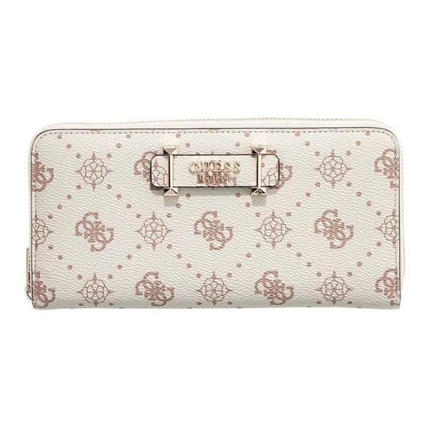 GUESS Plånbok i krämbeige för kvinnor - Carrie Logo Stor Dragkedjeplånbok Vaniljlogo 332936