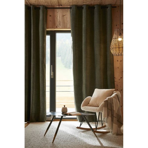 Set med 2 ljud- och termiskt isolerande mörkläggningsgardiner i polar fleece "Bjorn" 100% ogenomskinliga l'Effet Papillon - Bjorn Romarin - 2 paneler