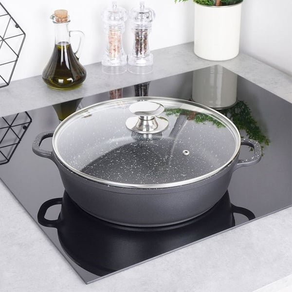 Non-stick granit pande - ORION - 28 cm - Glaslåg - Alle varmekilder inkl. induktion - Tåler opvaskemaskine