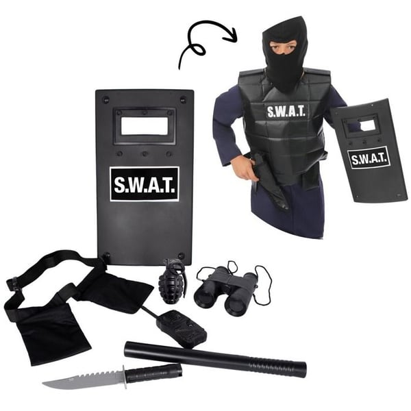 Set tillbehör - LITEN CLOWN - SWAT - svart - barn - Karneval/Halloween/Cosplay