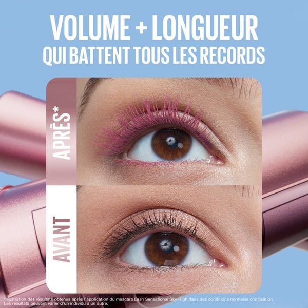 Mascara - MAYBELLINE NEW YORK - Sky High Pink Air - 7,2 ml - Obegränsad volym och längd - Icke vattentät