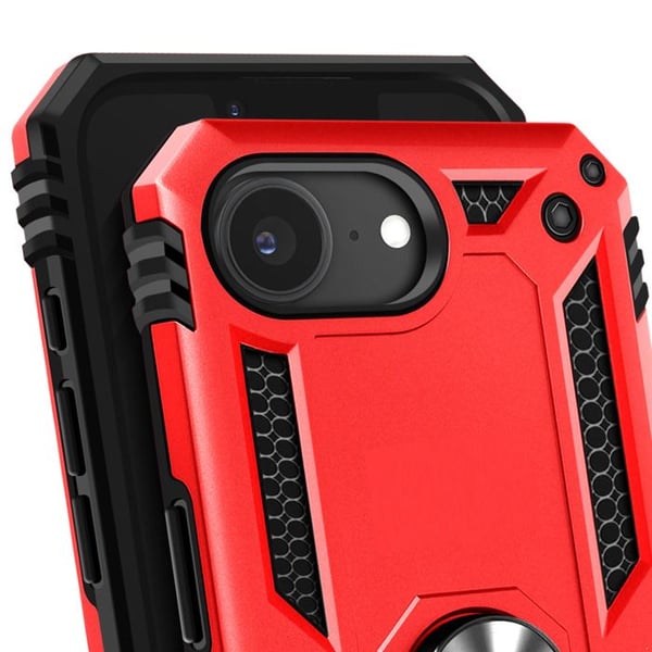 Coque för iPhone 16e Hybride Ring Stöd Magnetisk Röd