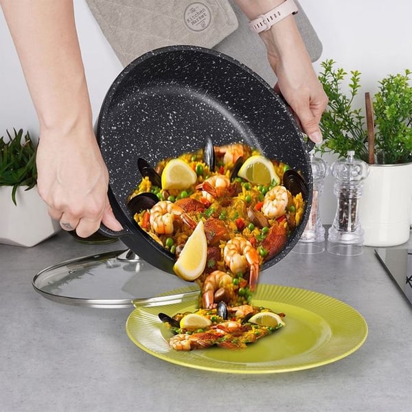 Non-stick granit pande - ORION - 28 cm - Glaslåg - Alle varmekilder inkl. induktion - Tåler opvaskemaskine