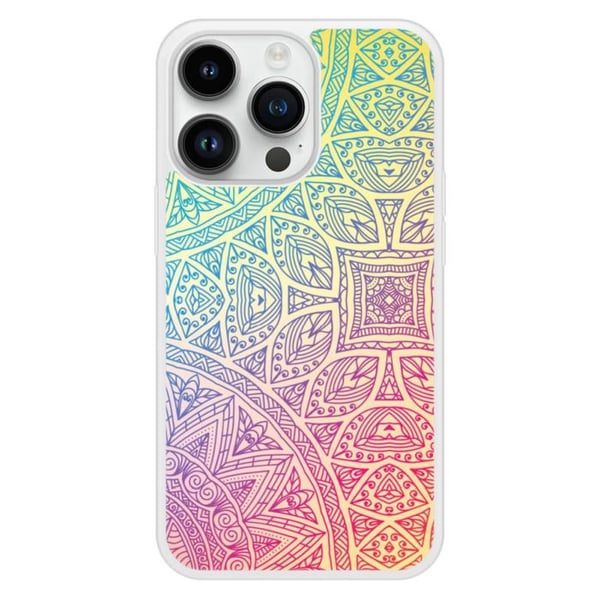 Siliconeförstärkt skal med tryck kompatibelt med Apple iPhone 14 Pro Mandala Pastell