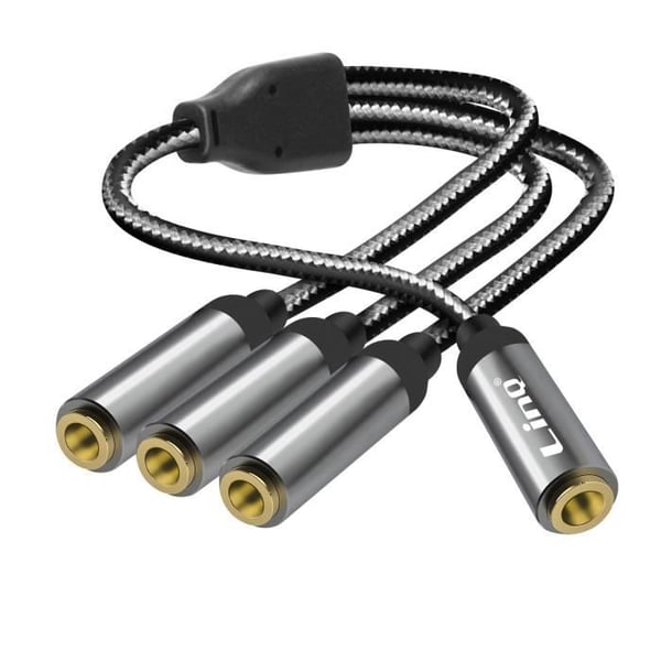 LinQ 3,5 mm hona Jack till 3x 3,5 mm hona Jack Splitter Adapter - Grå - Audio Splitter