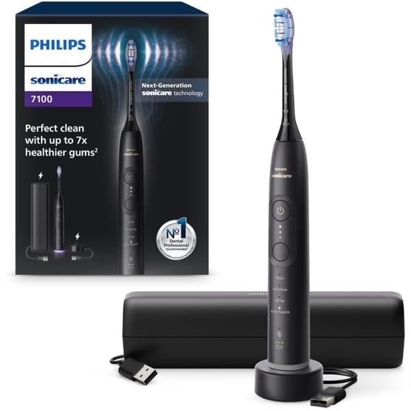 Tandborste - PHILIPS - HX7421/01 - Sonicare - Serie 7100 - Svart - Elektrisk