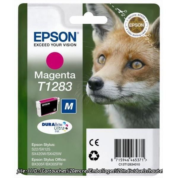 Epson T1283 Durabrite Ultra Magenta bläckpatron - M-format