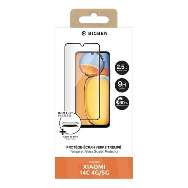 Skärmskydd - BigBen - Xiaomi Redmi 14C 4G/5G - Härdat Glas 2.5D - Motstånd 9H - Anti-spår