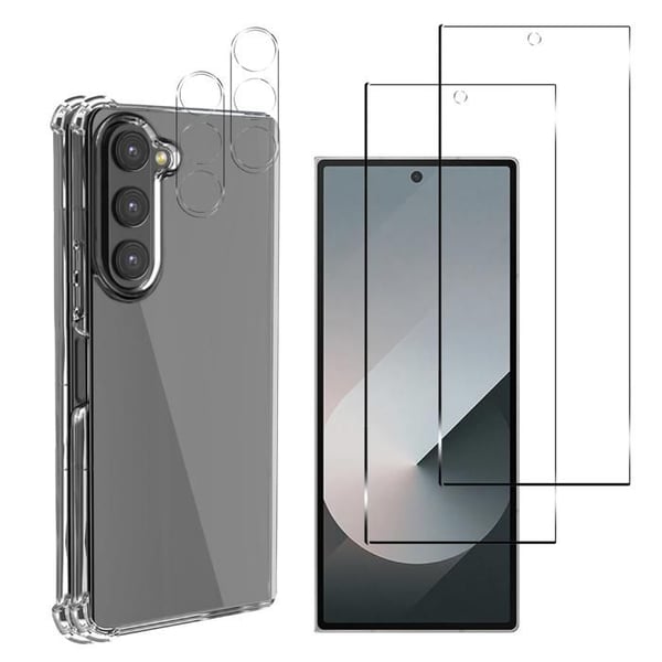 Stötsäker skal - Phonillico - Samsung Galaxy Z FOLD 6 - Mjuk silikon - 2 härdade glas - Förstärkt skydd