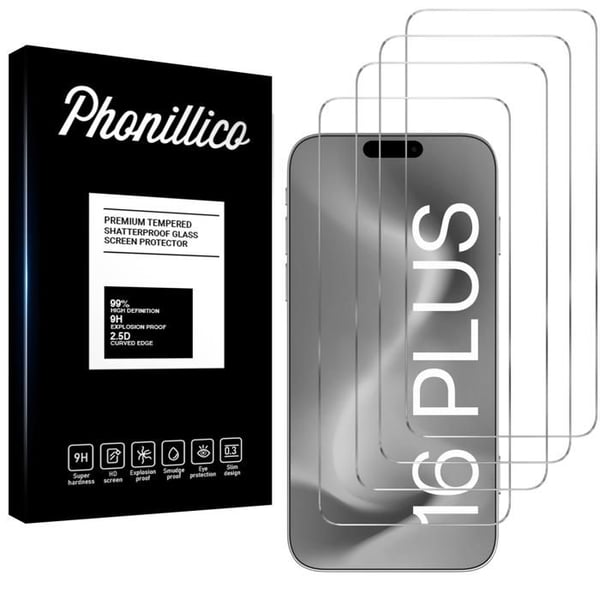 Film Härdat Glas för iPhone 16 PLUS [Pack 4] Skärmskydd Phonillico®