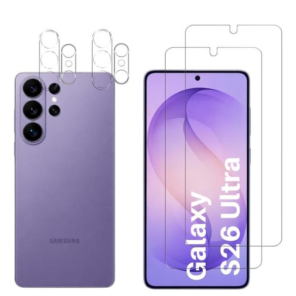 Härdat glas för Samsung Galaxy S26 ULTRA och kameraskydd [Pack 2] skyddsglas Phonillico®