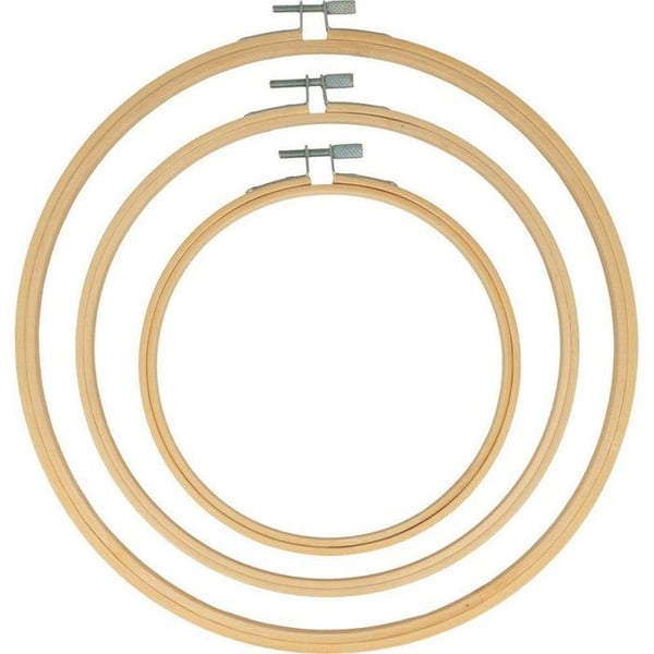 SATS MED 3 BRODERINGSRINGAR - 15 CM - 20 CM - 25 CM