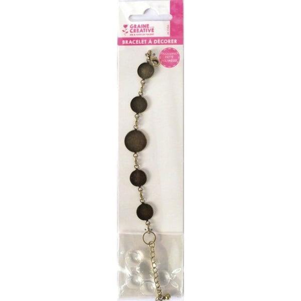 Graine Créative - Armband att dekorera med rund brons cabochon