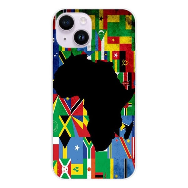 1001Coques - Silikonfodral kompatibelt med Apple iPhone 14 - Mönster afrikansk flagga - Originaldesign tryckt i Frankrike