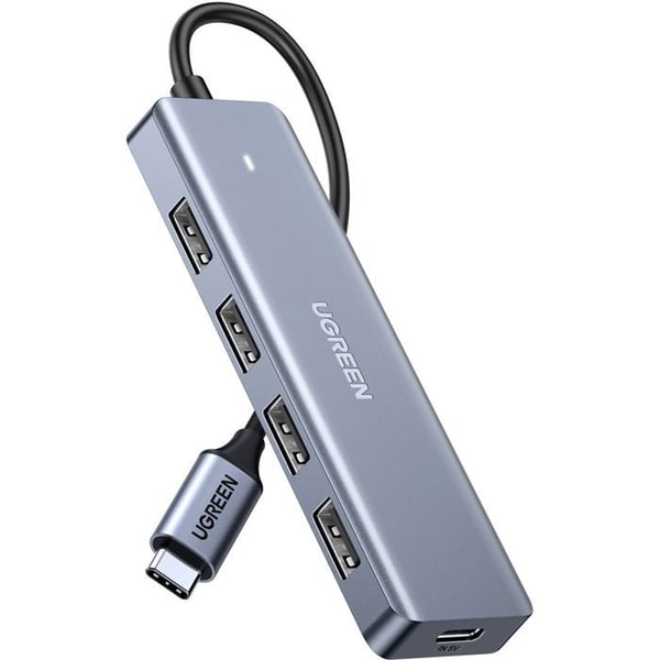 USB-hubb - UGREEN - 4 portar USB 3.0 + USB-C - Grå