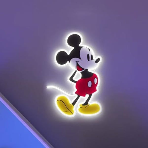 Neonskylt - YELLOWPOP - Mickey Mouse - Energibesparande LED - Lätt installation - Väggdekoration