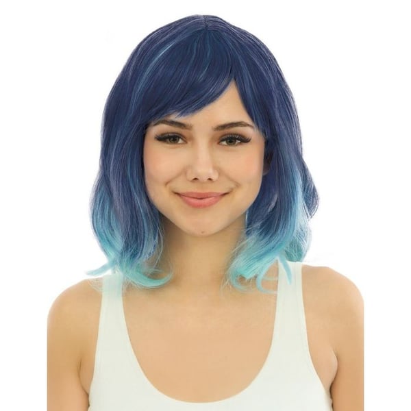 Peruk min långa blå lyx tie and dye vuxen