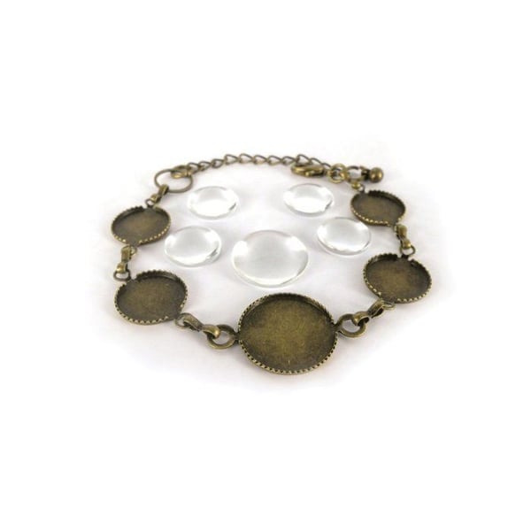 Graine Créative - Armband att dekorera med rund brons cabochon