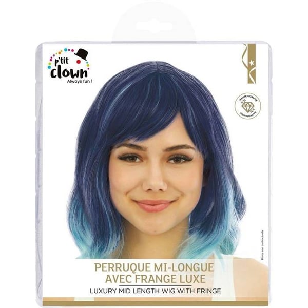 Peruk min långa blå lyx tie and dye vuxen