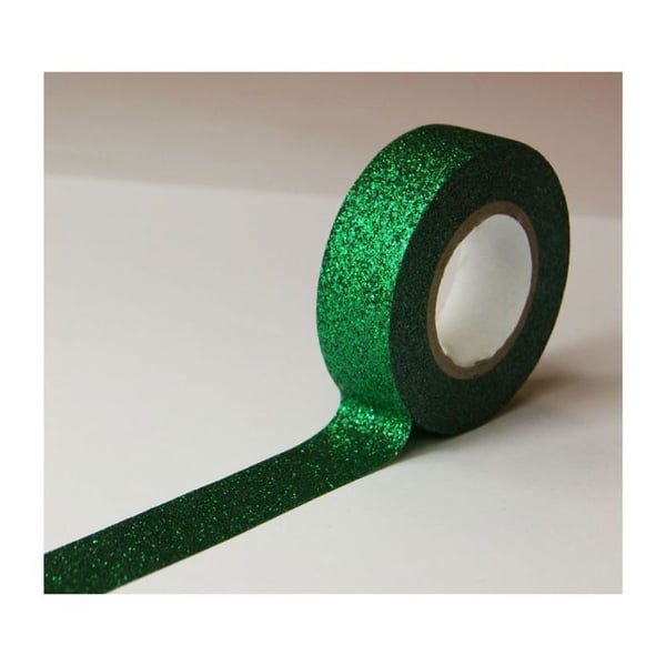 Maskeringstejp - Mörkgrön - Glitter - Återanvändbar - 15 mm x 10 m