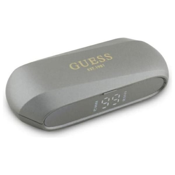 Bluetooth TWS hörlurar Guess med förlängt metallogotyp och laddetui (grå)