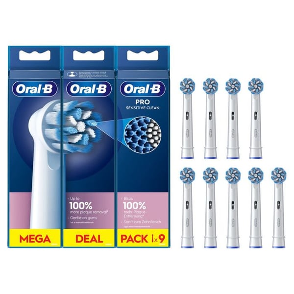 Oral-B Pro Sensitive Clean 9 Extra Mjuka Vita Reservtestar för Tandborstar