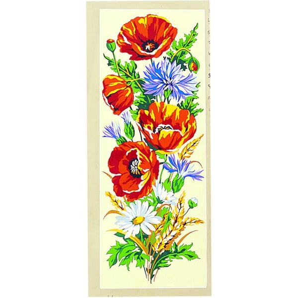 Antikt kanvas Fältblommor 25x60cm