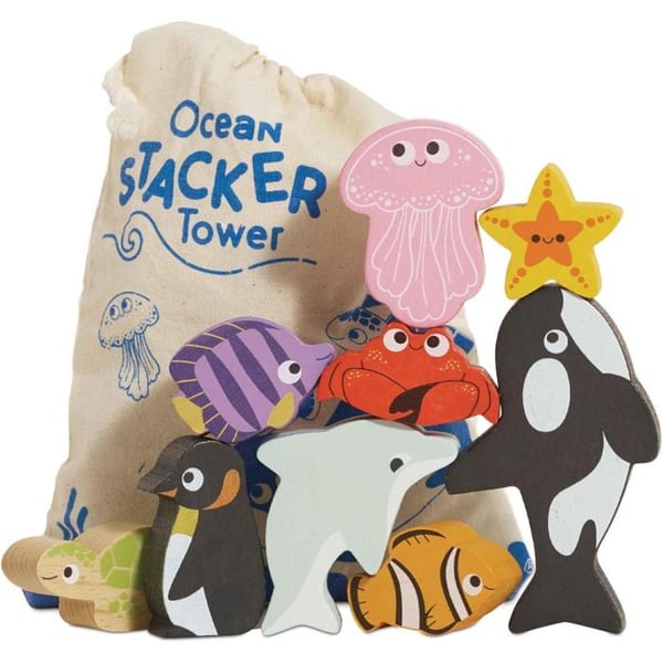 Träleksak - LE TOY VAN - Ocean Folding Tower - 9 figurer - FSC