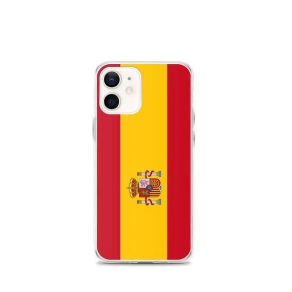 Mobilskal – Spanska flaggan – Kompatibel med iPhone 12 mini – Mjuk foder – Slitstark och stötresistent - Silikon - Pixelforma