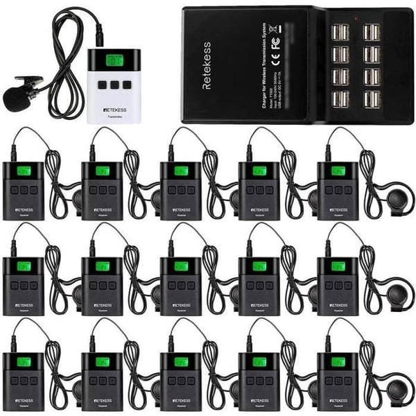 Retekess TT122 Trådlöst Guidningssystem med Mini-USB Laddningsstation och 16 Platser (15 Mottagare)