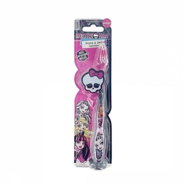 Ergonomisk Tandborste - Monster High - Multicolor - Mjuk för tandköttet - Inbyggd sugkoppsfäste