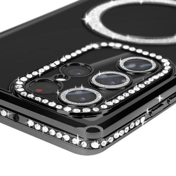 Coque - AVIZAR - Samsung Galaxy S22 Ultra - Rigide - Kompatibel med MagSafe - Svart Strass