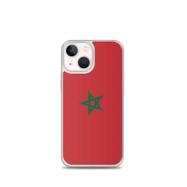 Mobilskal – Marockos flagga – Kompatibel med iPhone 13 mini – Slinky etui – Motståndskraftig och stötbeständig - Silikon - Pixelforma