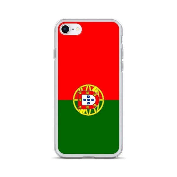 Mobilskal – Portugals flagga – Kompatibel med iPhone 8 – Mjukt fodral – Slitstarkt och stötbeständigt – Silikon – Pixelforma